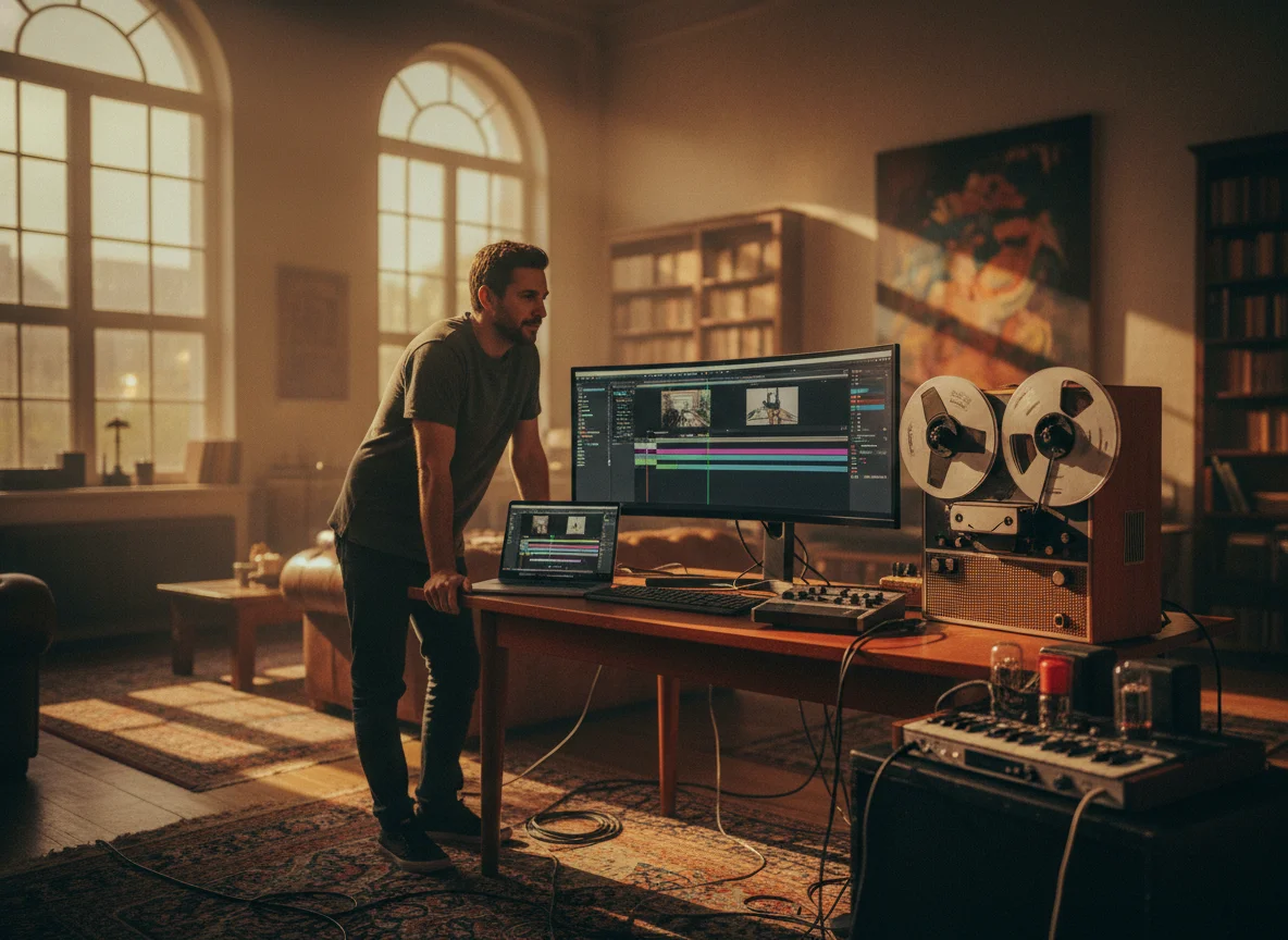 Video editor trimming audio tracks with BeatMV online audio cutter